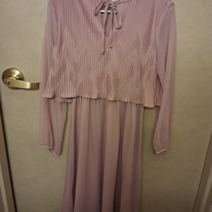 Elegant Long Sleeve Pink Dress